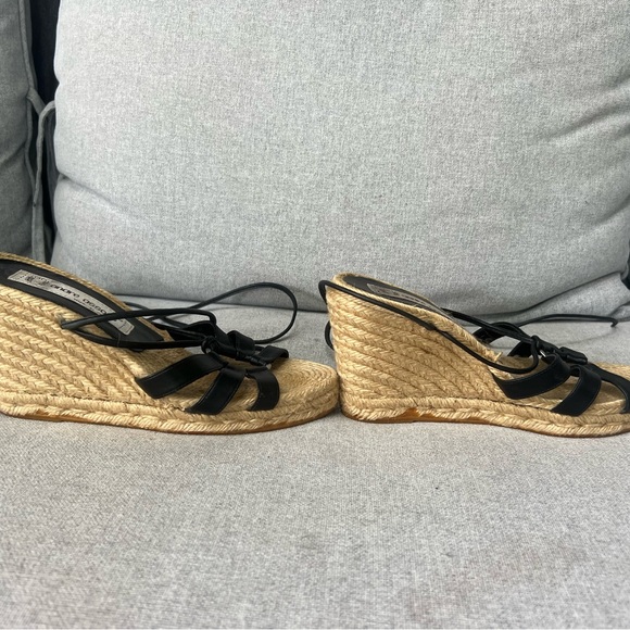 Andre Assous Sexy Black Strappy Wedge Leather Lace-up Espadrille Sandals - Picture 7 of 14